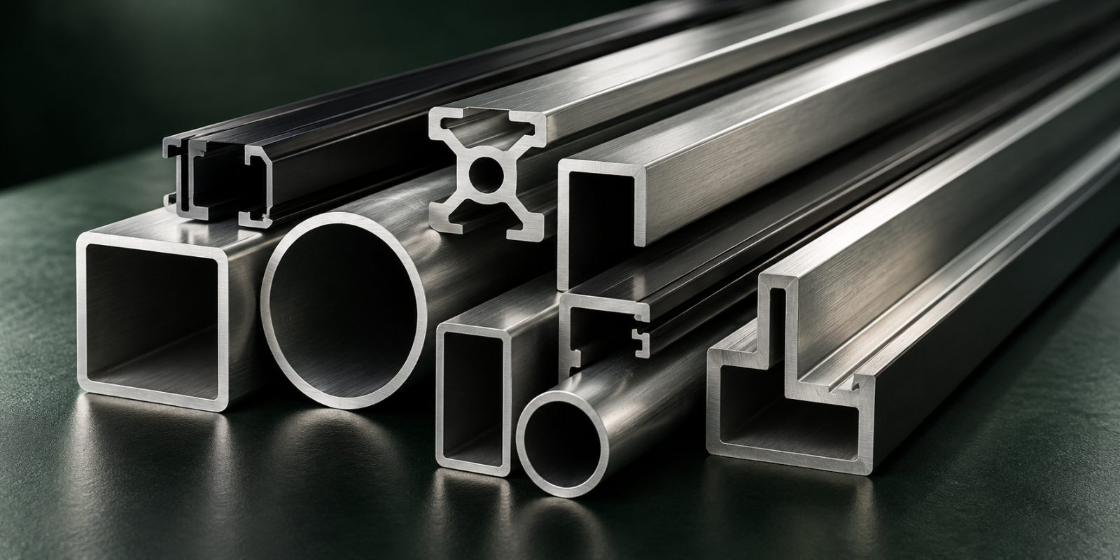 Perfiles de aluminio en almacén